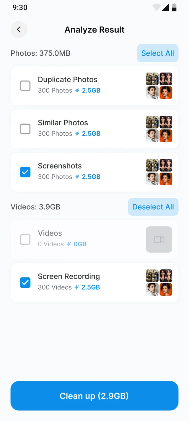 The Analyze screen of the ByteClean app