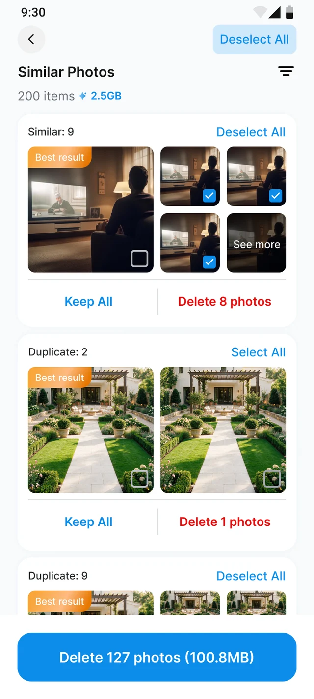 The Similar screen of the ByteClean app