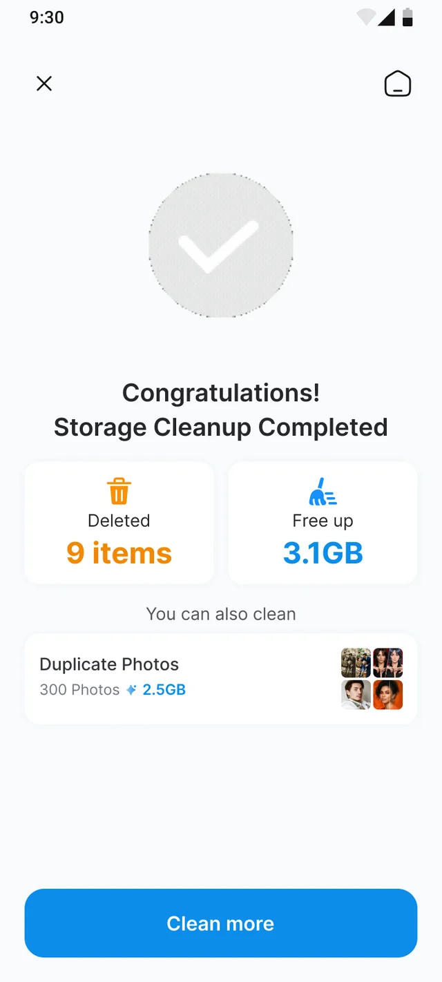 The Result screen of the ByteClean app