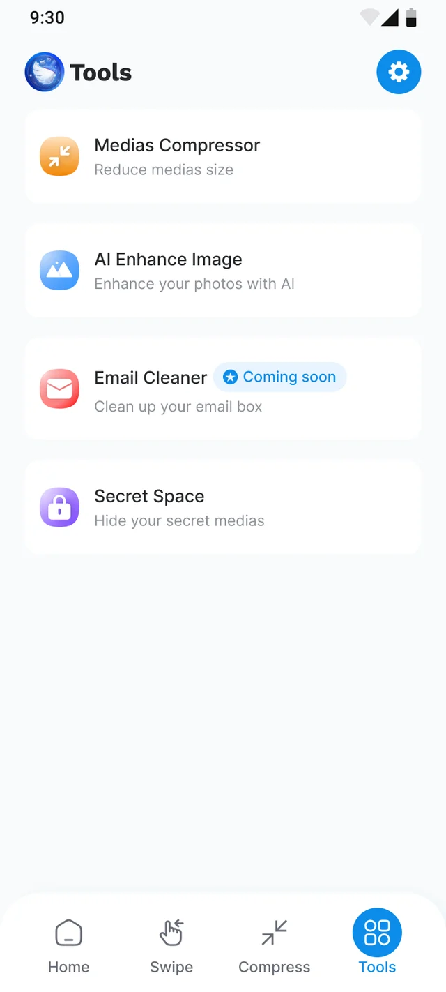 The Tools screen of the ByteClean app